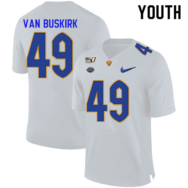 2019 Youth #49 Ethan Van Buskirk Pitt Panthers College Football Jerseys Sale-White